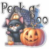 Spooky Flüchtige Blick-a-Boo Black Cat und Pumpkin Aufkleber (Vorderseite)