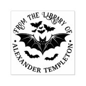 Spooky Flying Bats Bibliotheksname Permastempel (Design)