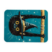 Spooky Flying Black Cat Hexe Magnet (Horizontal)