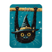 Spooky Flying Black Cat Hexe Magnet (Vertikal)