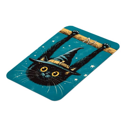 Spooky Flying Black Cat Hexe Magnet (Linke Seite)