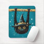 Spooky Flying Black Cat Hexe Mousepad (Mit Mouse)