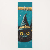 Spooky Flying Black Cat Hexe Yogamatte (Vorderseite)