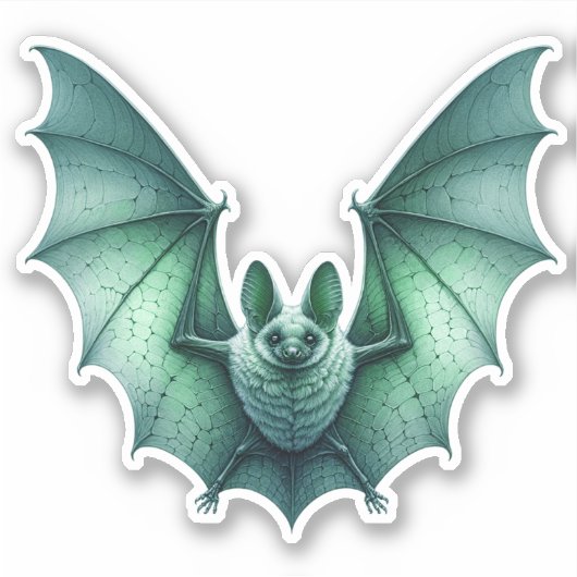 Spooky Flying Green Glows Bat Wings Spread Aufkleber (Vorderseite)
