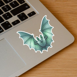 Spooky Flying Green Glows Bat Wings Spread Aufkleber