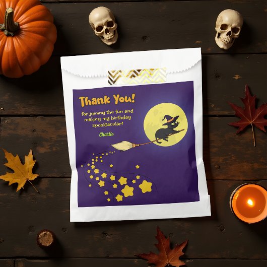 Spooky Flying Hexe Black Cat Niedlich Danke Party Geschenktütchen