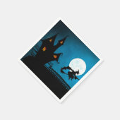 Spooky Flying Hexe: Bold Black and Blue Halloween Serviette (Ecke)