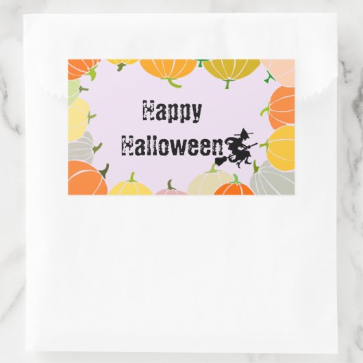 Spooky Flying Hexs Orange Pumpkings Rechteckiger Aufkleber (Tasche)