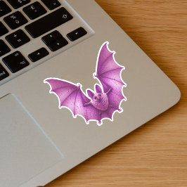 Spooky Flying Pink Glasbling Bat Wings Spread Aufkleber