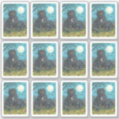 SPOOKY FOLK ART SCHWARZE KATZEN UNTER GROSSEM VOLL AUFKLEBER (Vorderseite)