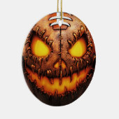 Spooky Football Pumpkin Face Halloween Keramik Ornament (Rechts)