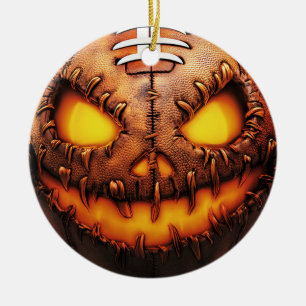 Spooky Football Pumpkin Face Halloween Keramik Ornament