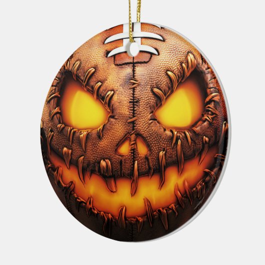 Spooky Football Pumpkin Face Halloween Keramik Ornament (Links)