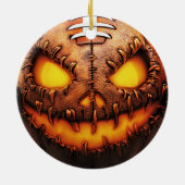 Spooky Football Pumpkin Face Halloween Keramik Ornament (Hinten)