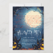 Spooky Forest and Pumpkins Blue Halloween Einladung (Vorderseite)