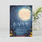 Spooky Forest and Pumpkins Blue Halloween Einladung (Stehend Vorderseite)