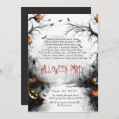 Spooky Forest and Pumpkins Gedicht Halloween Einladung (Vorne/Hinten)