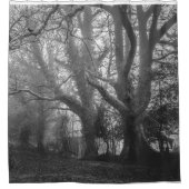 Spooky Forest Black and White Fotografy Duschvorhang (Vorderseite)