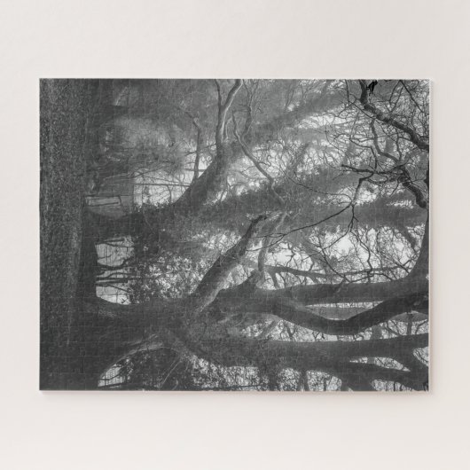 Spooky Forest Black and White Fotografy Puzzle (Horizontal)