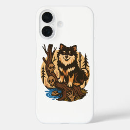 Spooky Forest Dog with Skulls Horror Art iPhone 16 Hülle