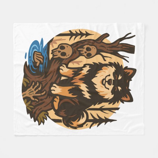 Spooky Forest Dog with Skulls Horror Art Fleecedecke (Vorderseite (Horizontal))