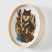 Spooky Forest Dog with Skulls Horror Art Uhr (Winkel)