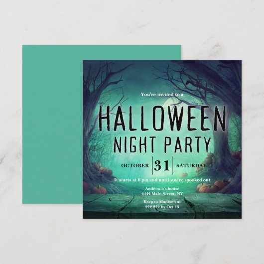 Spooky Forest Halloween Einladung (Vorne/Hinten)