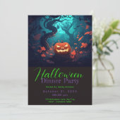 Spooky Forest Pumpkin Verließ Halloween Dinner Par Einladung (Stehend Vorderseite)