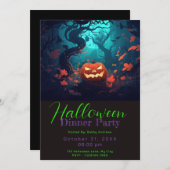 Spooky Forest Pumpkin Verließ Halloween Dinner Par Einladung (Vorne/Hinten)
