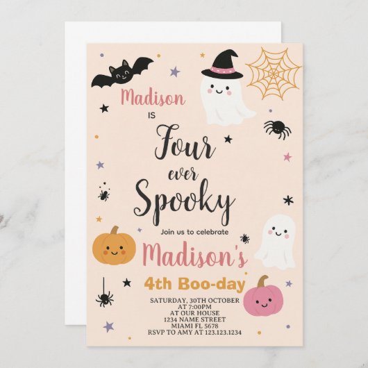 Spooky Four Kids Halloween Einladung (Vorne/Hinten)