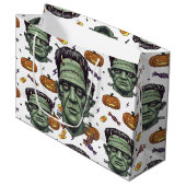 Spooky Frankenstein Monster Halloween Art Große Geschenktüte (Vorderseite Schrägansicht)