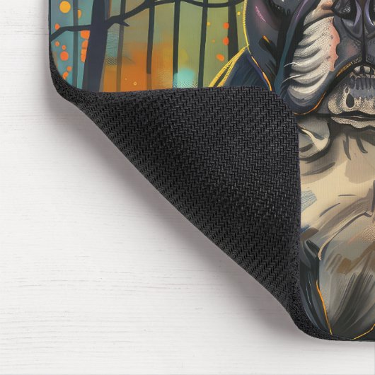 Spooky Französisch Bulldog Halloween Hexe und Kürb Mousepad (Ecke)