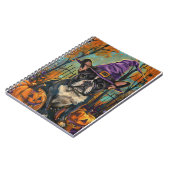 Spooky Französisch Bulldog Halloween Hexe und Kürb Notizblock (Linke Seite)