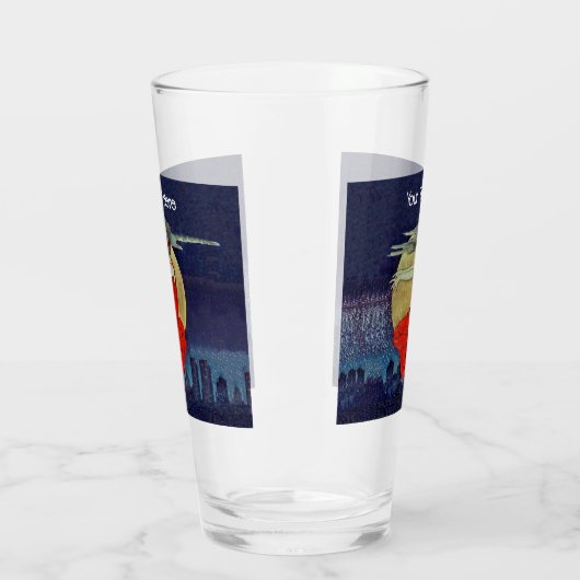 Spooky Frau in Sky über City Lights Blue Sky Glas (Links)