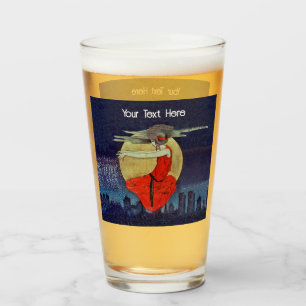 Spooky Frau in Sky über City Lights Blue Sky Glas