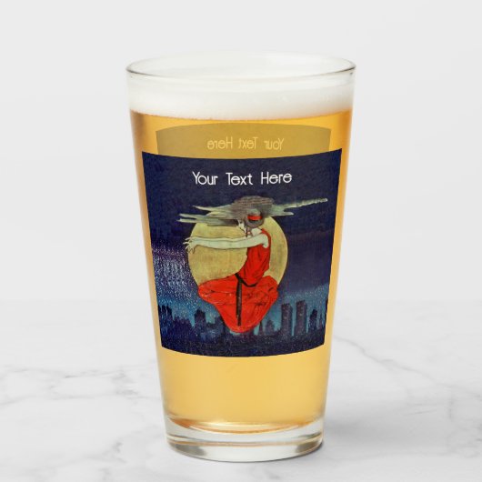 Spooky Frau in Sky über City Lights Blue Sky Glas (Vorne (Gefüllt))