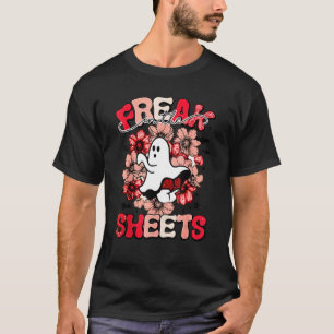 Spooky Freak in den Blättern Rote Blume Geisterfra T-Shirt