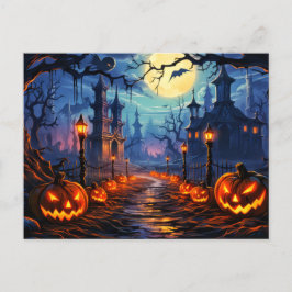 Spooky Friedhof Happy Halloween Postkarte