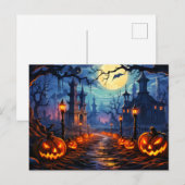 Spooky Friedhof Happy Halloween Postkarte (Vorne/Hinten)