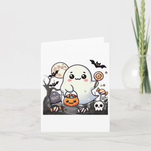 Spooky Friends Niedliche Halloween Ghost Pumpkin M Karte