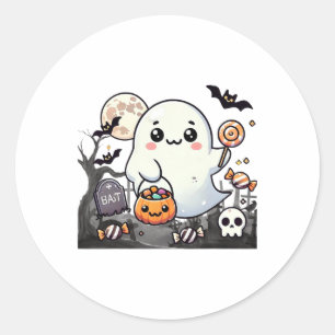 Spooky Friends Niedliche Halloween Ghost Pumpkin M Runder Aufkleber