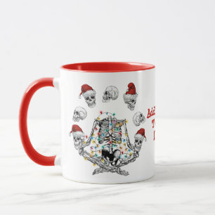 Spooky Frohe Weihnachten Funny Yoga Skeleton Red Tasse