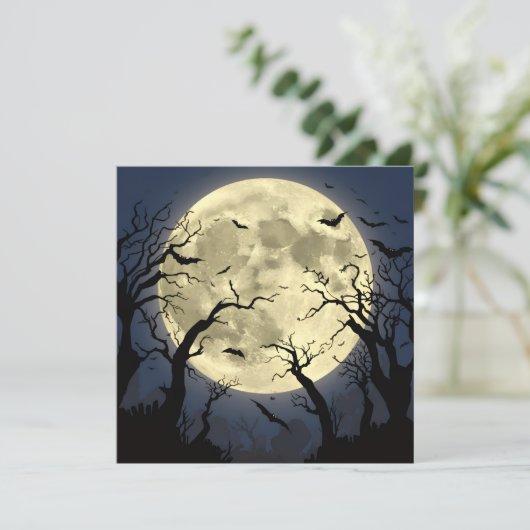 Spooky Full Moon Einladung (Stehend Vorderseite)