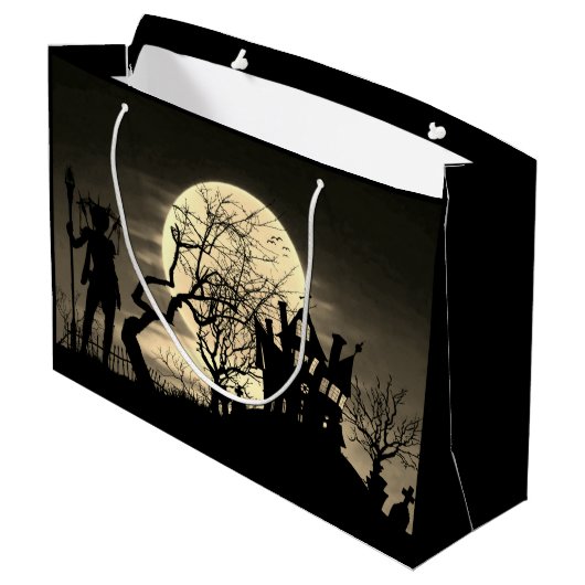 Spooky Full Moon Große Geschenktüte (Rückseite Schrägansicht)
