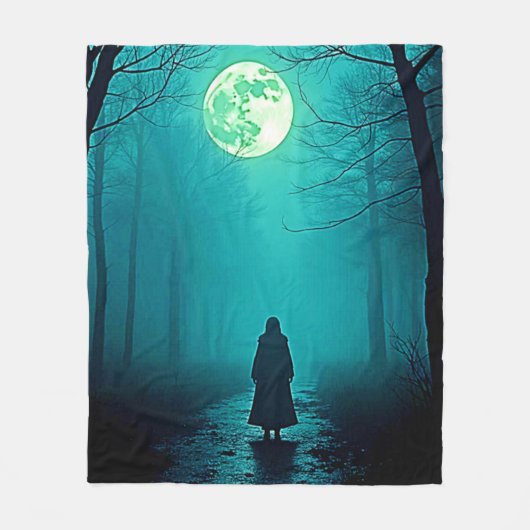Spooky Full Moon Night Design Fleecedecke (Vorderseite)