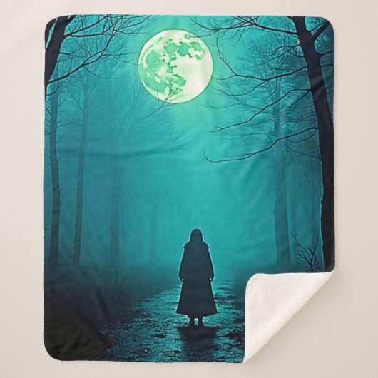 Spooky Full Moon Night Design Sherpadecke (Vorderseite)