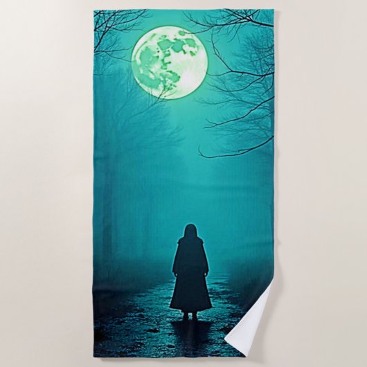 Spooky Full Moon Night Design Strandtuch (Vorderseite)