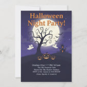 Spooky Full Moon Night Simple Halloween Party Einladung (Vorderseite)