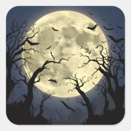 Spooky Full Moon Quadratischer Aufkleber