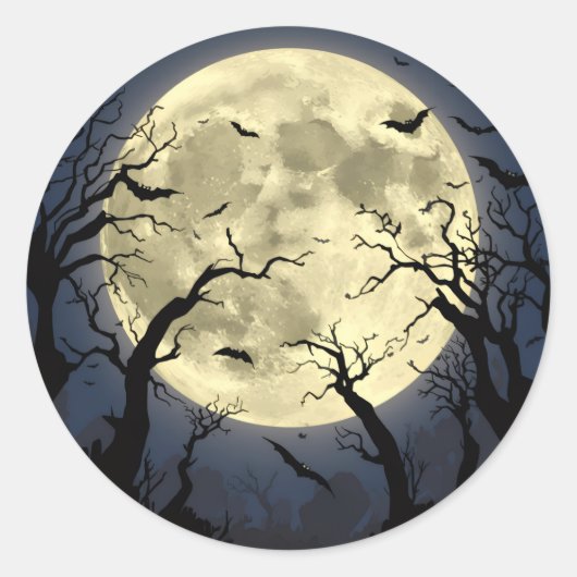 Spooky Full Moon Runder Aufkleber (Vorderseite)
